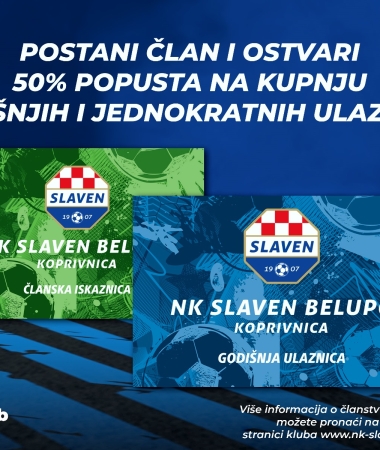 U prodaji godišnje karte, postani član kluba i ostvari popust 50% NA KUPNJU ULAZNICA